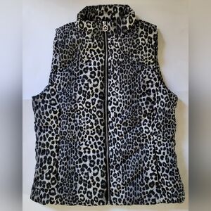 MICHAEL Kors womens puffer vest mk logo size M L Animal print